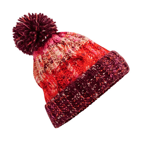Beechfield Corkscrew Pom Pom Beanie, Cherry Sherbet, One Size bedrucken, Art.-Nr. 369694180