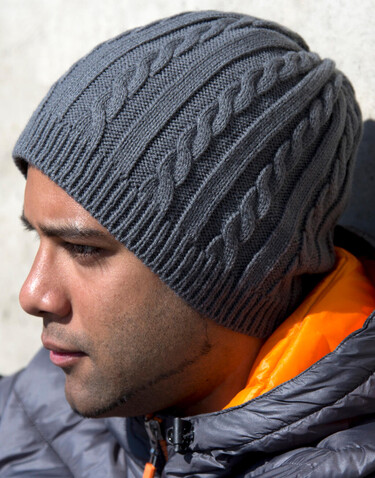 Result Mariner Knitted Hat, Grey/Black, One Size bedrucken, Art.-Nr. 370331480