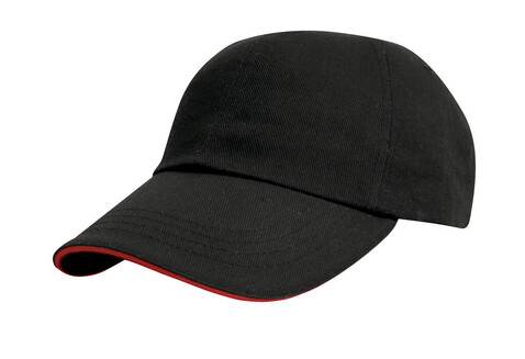Result Caps Heavy Cotton Drill Cap, Black/Red, One Size bedrucken, Art.-Nr. 370341540