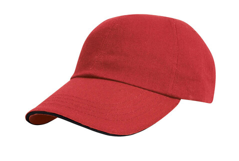 Result Caps Heavy Cotton Drill Cap, Red/Black, One Size bedrucken, Art.-Nr. 370344510