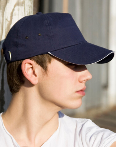 Result Caps Plush Sandwich Cap, White/Navy, One Size bedrucken, Art.-Nr. 372340520