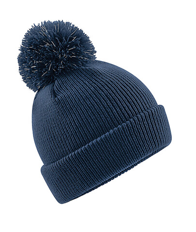 Beechfield Junior Reflective Bobble Beanie, French Navy, One Size bedrucken, Art.-Nr. 386692010