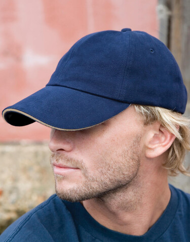 Result Caps Sandwich Brushed Cotton Cap, Black/Red, One Size bedrucken, Art.-Nr. 390341540