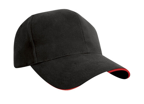 Result Caps Sandwich Brushed Cotton Cap, Black/Red, One Size bedrucken, Art.-Nr. 390341540