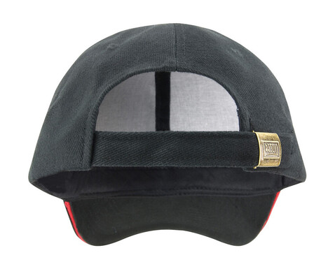 Result Caps Sandwich Brushed Cotton Cap, Black/Red, One Size bedrucken, Art.-Nr. 390341540