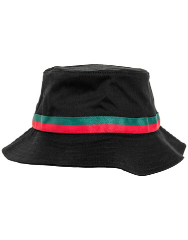Flexfit Stripe Bucket Hat, White/Firered/Green, One Size bedrucken, Art.-Nr. 393680840