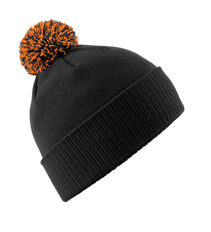 Beechfield Snowstar Beanie, Black/Orange, One Size bedrucken, Art.-Nr. 397691670