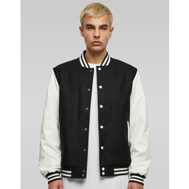 Build Your Brand Oldschool College Jacket, Black/White, XS bedrucken, Art.-Nr. 400391500