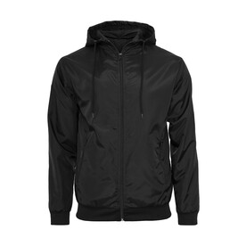 Build Your Brand Windrunner, Black/Black, XS bedrucken, Art.-Nr. 401391610