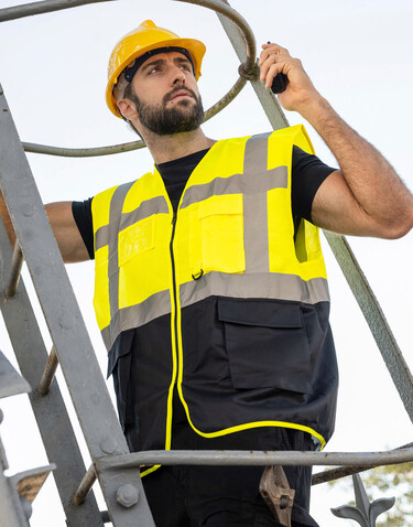 Korntex Executive Safety Vest Hamburg, Yellow/Blue, XL bedrucken, Art.-Nr. 403136535
