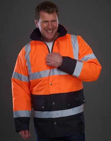Yoko Fluo 2 Tone Motorway Jacket, Fluo Orange/Navy, L bedrucken, Art.-Nr. 410774523