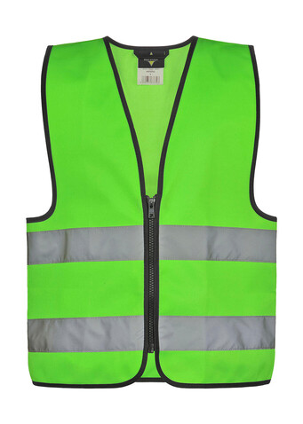 Korntex Signal Zipper Vest for Kids Aalborg, Neon Green, XS bedrucken, Art.-Nr. 412135052