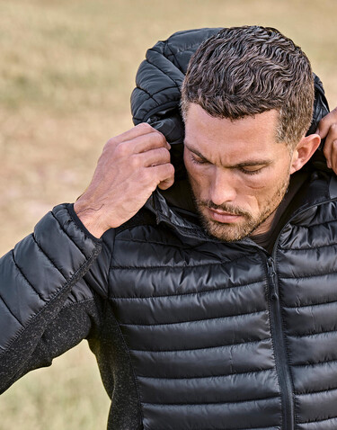 Tee Jays Hooded Outdoor Crossover Jacket, Black/Black Melange, L bedrucken, Art.-Nr. 418541615