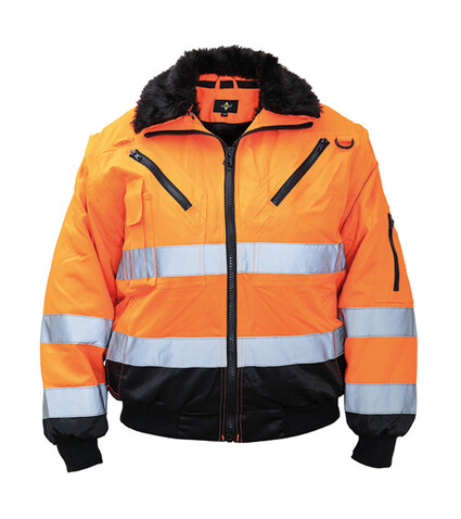 Korntex Hi-Vis Pilot Jacket Oslo, Orange/Black, L bedrucken, Art.-Nr. 421134604