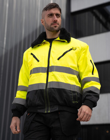 Korntex Hi-Vis Pilot Jacket Oslo, Orange/Black, L bedrucken, Art.-Nr. 421134604