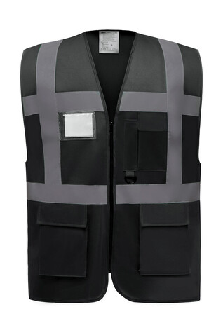 Yoko Fluo Executive Waistcoat, Black, M bedrucken, Art.-Nr. 421771012