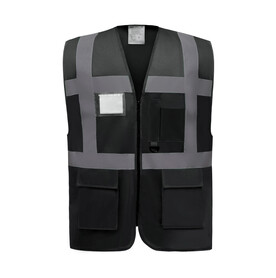 Yoko Fluo Executive Waistcoat, Black, S bedrucken, Art.-Nr. 421771011