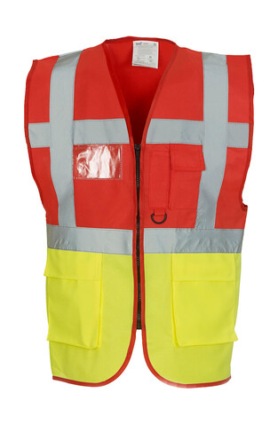 Yoko Fluo Executive Waistcoat, Red/Fluo Yellow, S bedrucken, Art.-Nr. 421774561 Yoko Fluo Executive Waistcoat, Red/Fluo Yellow, S bedrucken, Art.-Nr. 421774561