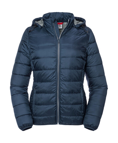 Russell Europe Ladies` Hooded Nano Jacket, Dark Olive, 2XL bedrucken, Art.-Nr. 424005347
