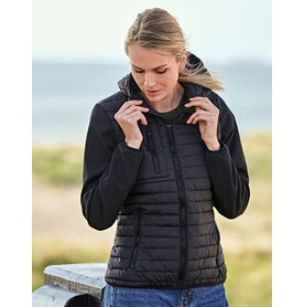 Tee Jays Ladies` Hooded Crossover Jacket, Black, S bedrucken, Art.-Nr. 424541013