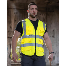 Korntex Premium Executive Safety Vest Munich, Yellow, S/M bedrucken, Art.-Nr. 426136004