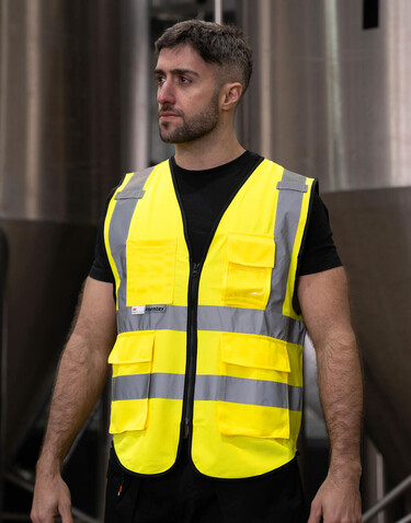 Korntex Premium Executive Safety Vest Munich, Yellow, S/M bedrucken, Art.-Nr. 426136004