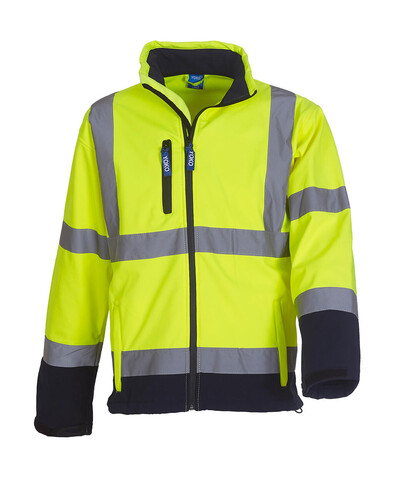 Yoko Fluo Softshell Jacket, Fluo Yellow/Navy, M bedrucken, Art.-Nr. 427776524