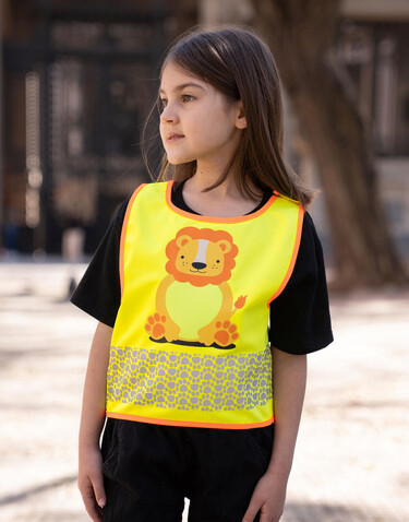 Korntex Children`s Safety Vest Funtastic Wildlife, Lion Yellow, 2XS bedrucken, Art.-Nr. 431138001