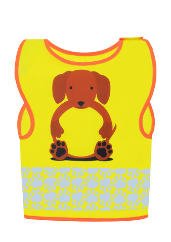 Korntex Children`s Safety Vest Funtastic Wildlife, Dog Yellow, XS bedrucken, Art.-Nr. 431138062