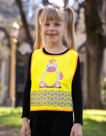 Korntex Children`s Safety Vest Funtastic Wildlife, Lion Yellow, XS bedrucken, Art.-Nr. 431138002