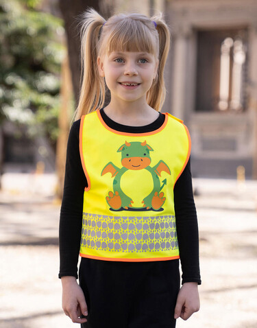 Korntex Children`s Safety Vest Funtastic Wildlife, Lion Yellow, XS bedrucken, Art.-Nr. 431138002