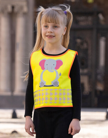 Korntex Children`s Safety Vest Funtastic Wildlife, Dog Yellow, XS bedrucken, Art.-Nr. 431138062