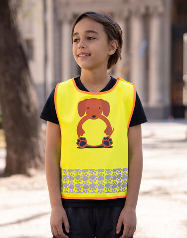 Korntex Children`s Safety Vest Funtastic Wildlife, Dog Yellow, XS bedrucken, Art.-Nr. 431138062