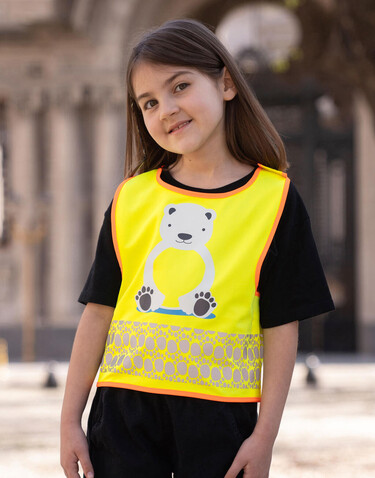 Korntex Children`s Safety Vest Funtastic Wildlife, Dog Yellow, XS bedrucken, Art.-Nr. 431138062