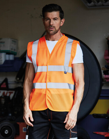 Yoko Fluo Open Mesh Waistcoat, Fluo Yellow, XL bedrucken, Art.-Nr. 431776056