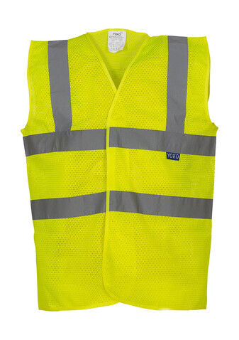 Yoko Fluo Open Mesh Waistcoat, Fluo Yellow, XL bedrucken, Art.-Nr. 431776056