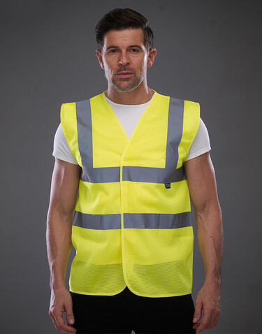 Yoko Fluo Open Mesh Waistcoat, Fluo Yellow, XL bedrucken, Art.-Nr. 431776056