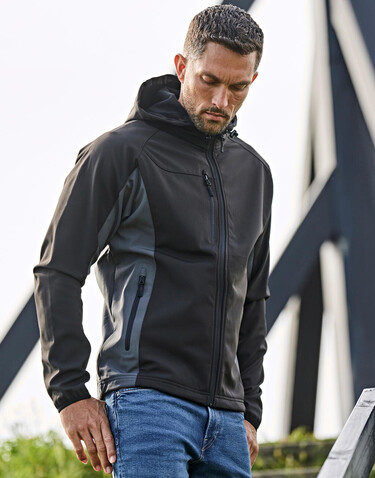 Tee Jays Hooded Lightweight Performance Softshell, Dark Grey/Off White, XL bedrucken, Art.-Nr. 435541635