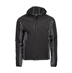 Tee Jays Hooded Lightweight Performance Softshell, Black/Dark Grey, 2XL bedrucken, Art.-Nr. 435541536