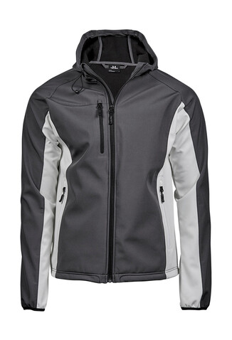 Tee Jays Hooded Lightweight Performance Softshell, Dark Grey/Off White, XL bedrucken, Art.-Nr. 435541635