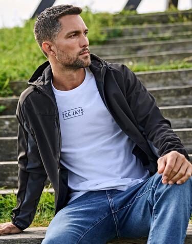 Tee Jays Hooded Lightweight Performance Softshell, Dark Grey/Off White, 3XL bedrucken, Art.-Nr. 435541637 Tee Jays Hooded Lightweight Performance Softshell, Dark Grey/Off White, 3XL bedrucken, Art.-Nr. 435541637