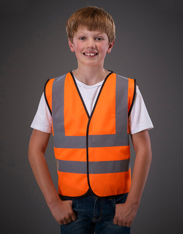 Yoko Kids Fluo 2 Band + Brace Waistcoat, Fluo Orange, 10-12 (L) bedrucken, Art.-Nr. 435774054