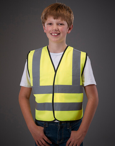 Yoko Kids Fluo 2 Band + Brace Waistcoat, Fluo Orange, 10-12 (L) bedrucken, Art.-Nr. 435774054