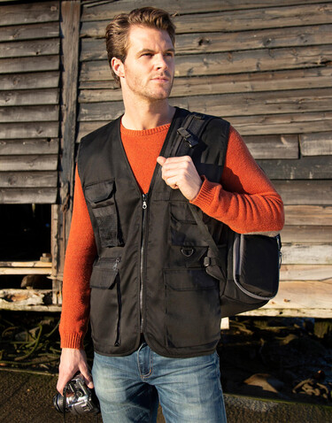Result Safari Waistcoat, Black, 2XL bedrucken, Art.-Nr. 445331017