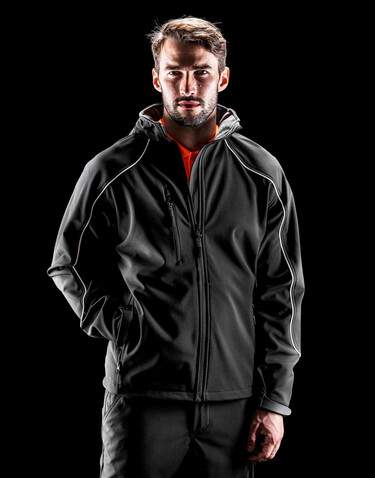 Result Ice Fell Hooded Softshell Jacket, Grey/Black, M bedrucken, Art.-Nr. 448331484