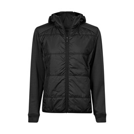 Tee Jays Womens Hybrid-Stretch Hooded Jacket, Black/Black, S bedrucken, Art.-Nr. 456541773