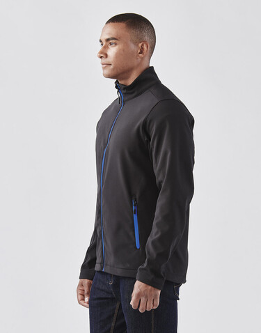 StormTech Orbiter Softshell Jacket, Black/Azure, 2XL bedrucken, Art.-Nr. 468181787
