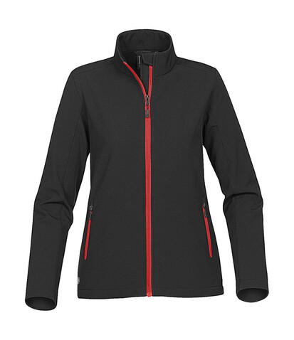 StormTech Women`s Orbiter Softshell Jacket, Black/Bright Red, M bedrucken, Art.-Nr. 469181794