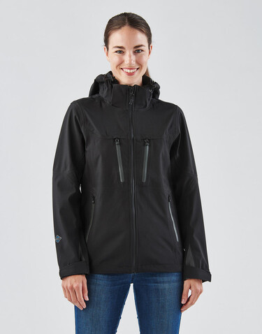 StormTech Women`s Patrol Softshell Jacket, Black/Carbon, XL bedrucken, Art.-Nr. 478181726