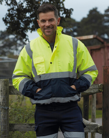 Yoko Fluo 2-Tone Bomber Jacket, Fluo Orange/Navy, M bedrucken, Art.-Nr. 482774524